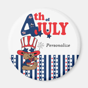 Imã Feliz 4 de julho Bear