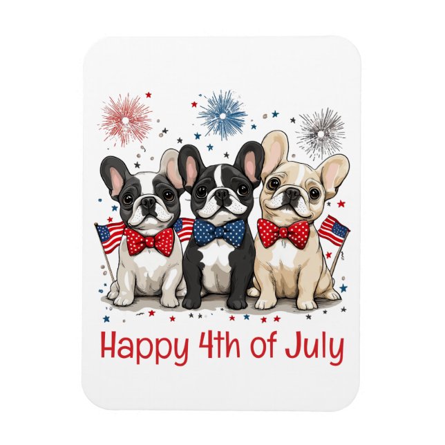 Ímã Feliz 4 De Julho, Buldog Francês (Vertical)
