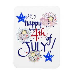 Ímã Feliz 4 de julho! Com fogos de artifício e estrela