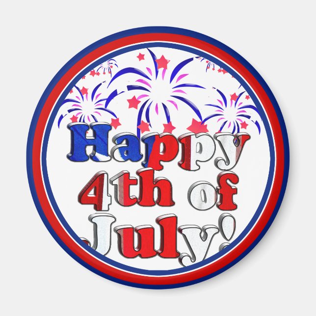 Imã Feliz 4 de julho com o Fireworks (Frente)