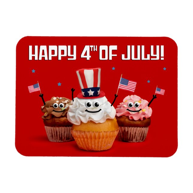 Ímã Feliz 4 de julho Cupcakes Patrióticos (Horizontal)