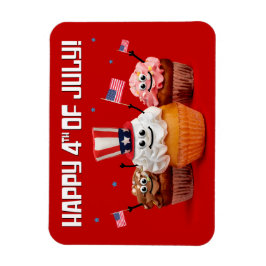 Ímã Feliz 4 de julho Cupcakes Patrióticos