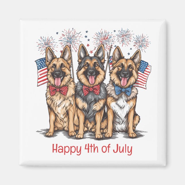 Imã Feliz 4 De Julho De Cães German shepherd (Frente)