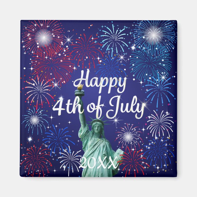 Imã Feliz 4 de julho do Fireworks (Frente)