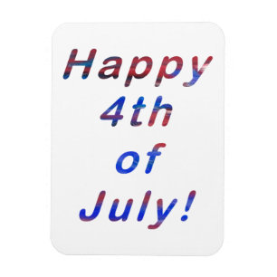 Ímã Feliz 4 de julho - Letras Azuis Vermelhas sobre o