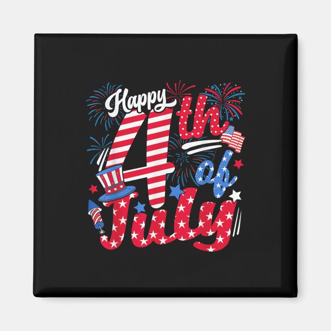 Imã Feliz 4 De Julho Nos Estados Unidos Bandeira Ameri (Frente)