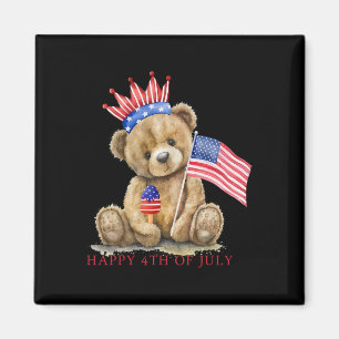 Imã Feliz 4 de Julho Patriótico Urso Fofo Mulheres Men