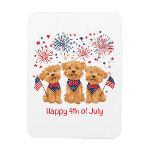 Ímã Feliz 4 De Julho, Yorkie Dogs