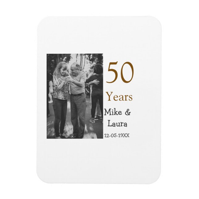 Ímã Feliz 50º aniversário adicionar nome do casal data (Vertical)