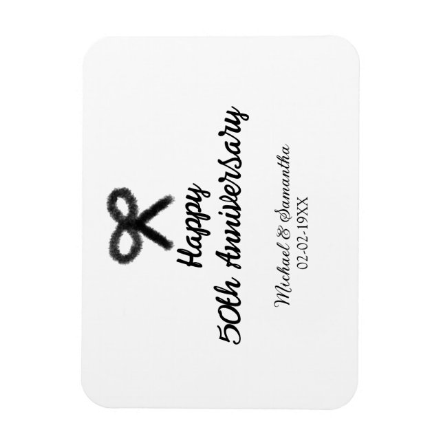 Ímã Feliz 50º aniversário adicionar nome do casal data (Vertical)