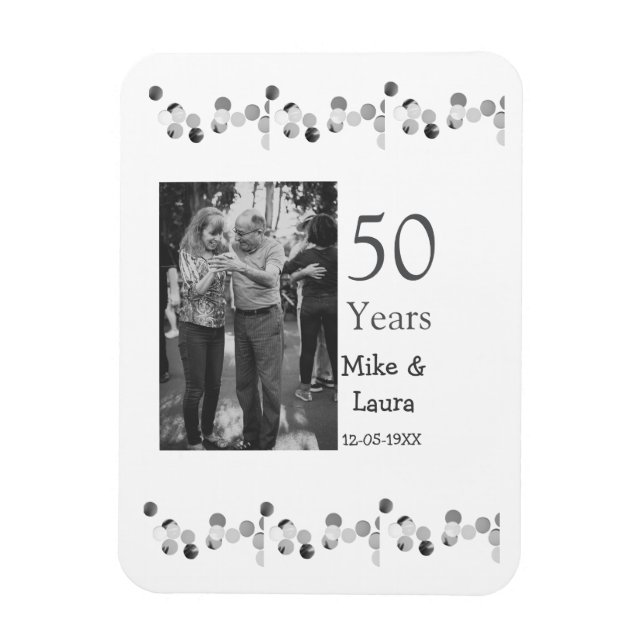 Ímã Feliz 50º aniversário adicionar nome do casal data (Vertical)