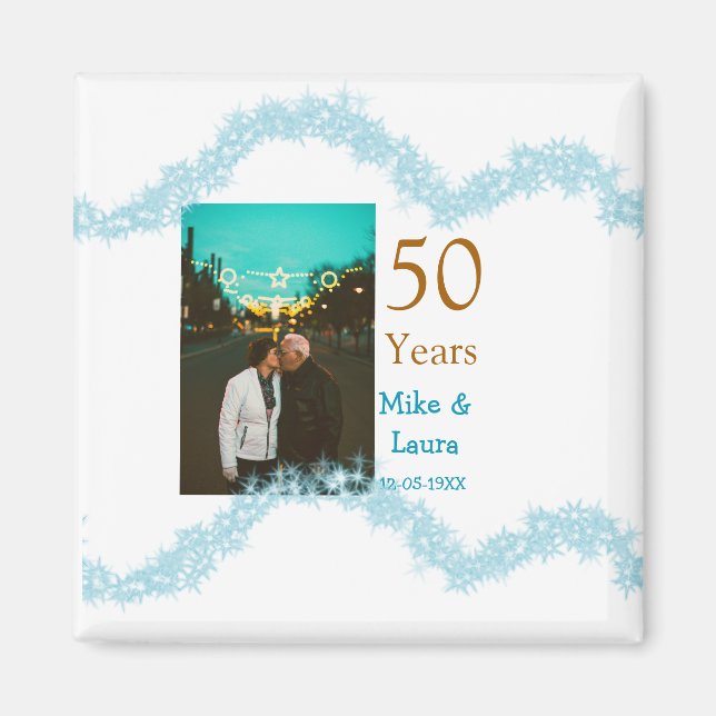 Imã Feliz 50º aniversário adicionar nome do casal data (Frente)