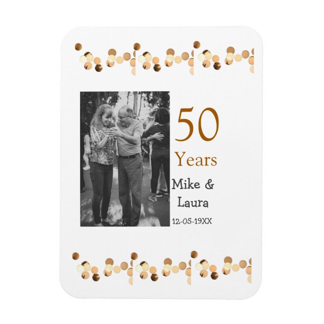 Ímã Feliz 50º aniversário adicionar nome do casal data (Vertical)