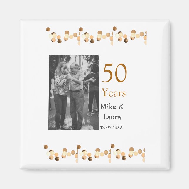 Imã Feliz 50º aniversário adicionar nome do casal data (Frente)