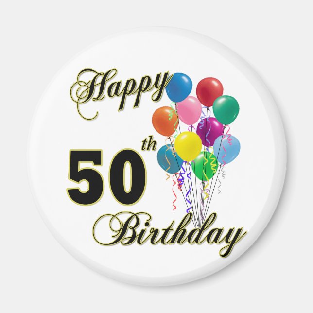 Imã Feliz 50º presente de aniversário e Roupa de anive (Frente)