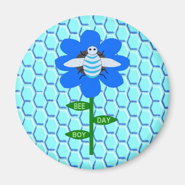 Imã Feliz Abelha Azul Aniversário Bumblebee (Frente)