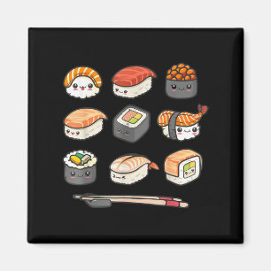 Imã Feliz anime Sushi Kawaii set Comida japonesa Lover