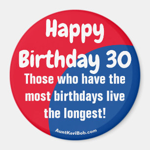 Imã Feliz Aniversário 30 Frigorífico Magnet
