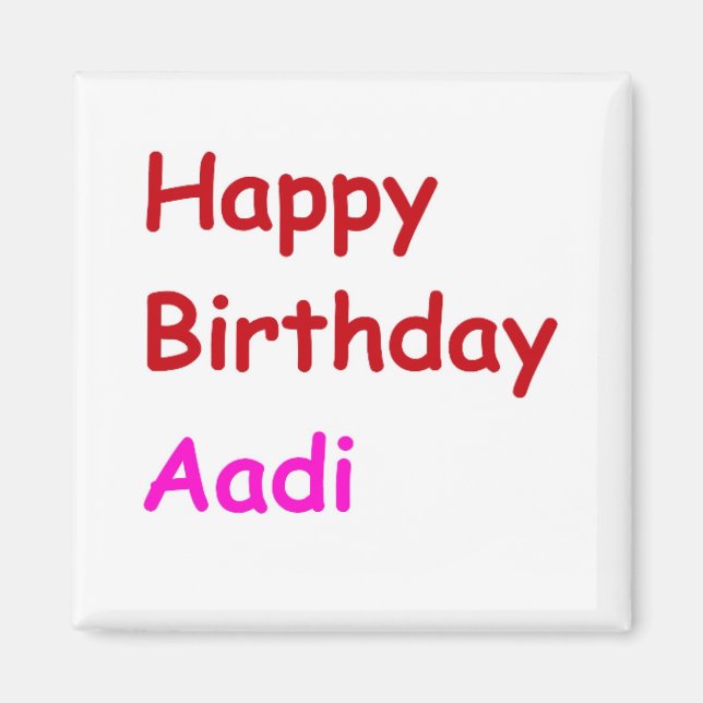 Imã Feliz aniversário Aadi (Frente)
