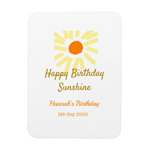Ímã Feliz aniversário amarelo sol laranja aniversário