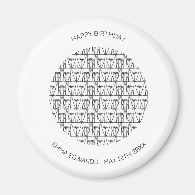 Imã Feliz Aniversário, Árvores de Coco Cuta, Lindo (Frente)