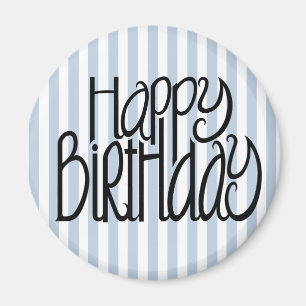 Imã Feliz Aniversário Blue Stripes Magnet