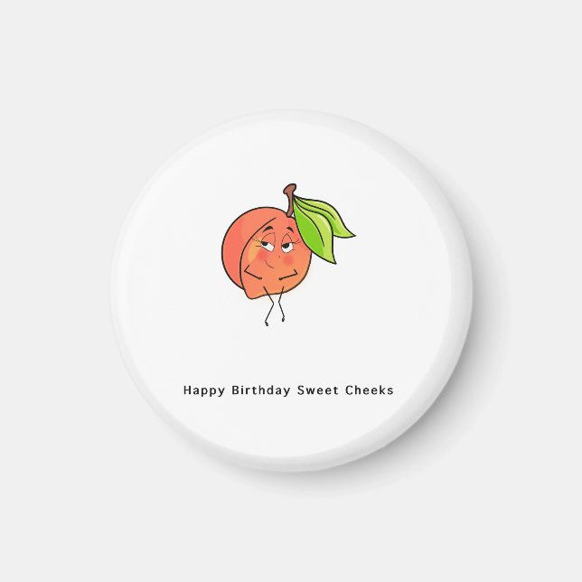 Imã Feliz Aniversário Bochechas Doces, ímã de aniversá (Frente)
