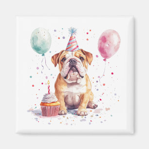 Imã Feliz Aniversário Bulldog Inglês