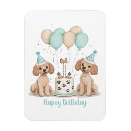 Ímã Feliz Aniversário - Cachorros de Poodle Standard