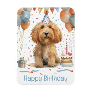 Ímã Feliz Aniversário Cão de Goldendoodle
