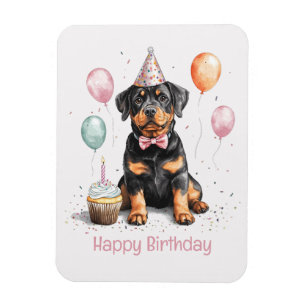 Ímã Feliz Aniversário Cão Rottweiler