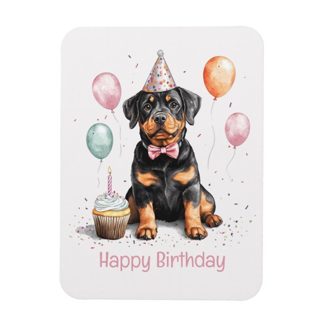 Ímã Feliz Aniversário Cão Rottweiler (Vertical)