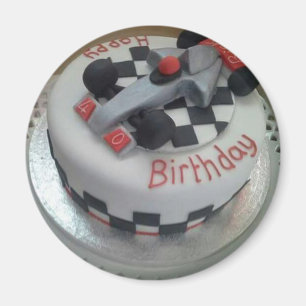 Imã feliz aniversário carro de corrida