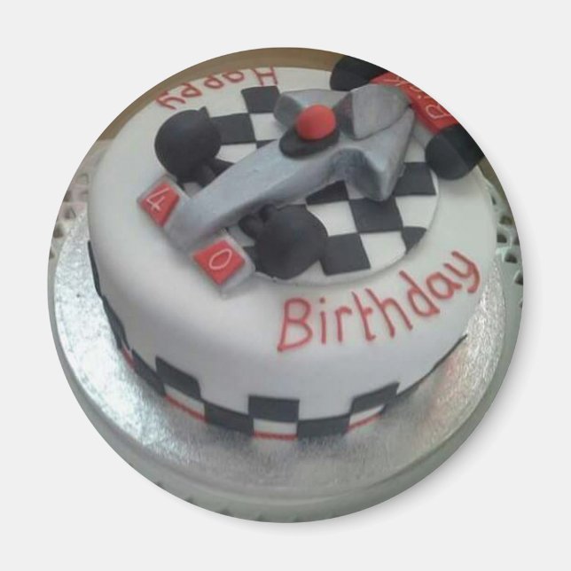 Imã feliz aniversário carro de corrida (Frente)