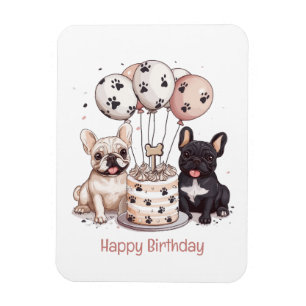 Ímã Feliz Aniversário Chapéus de Festa de Bulldogs Fra