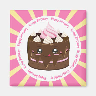 Imã Feliz aniversário chocolate kawaii