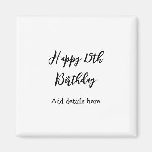 Imã Feliz aniversário de 15 anos nome detalhes da quin