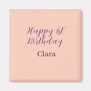 Imã Feliz aniversário de 1 ano laranja roxo boho retrô