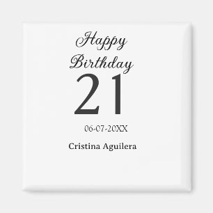 Imã Feliz aniversário de 21 anos letra negrito simples