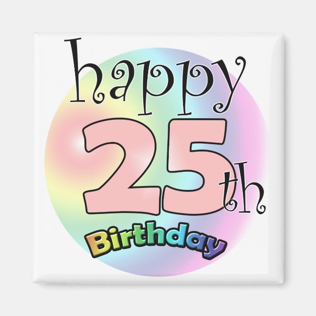 Imã Feliz aniversário de 25 (roze) (Frente)