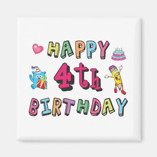 Imã Feliz aniversário de 4 anos. 4 anos de aniversário