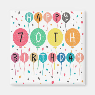 Imã Feliz aniversário de 70 com balões