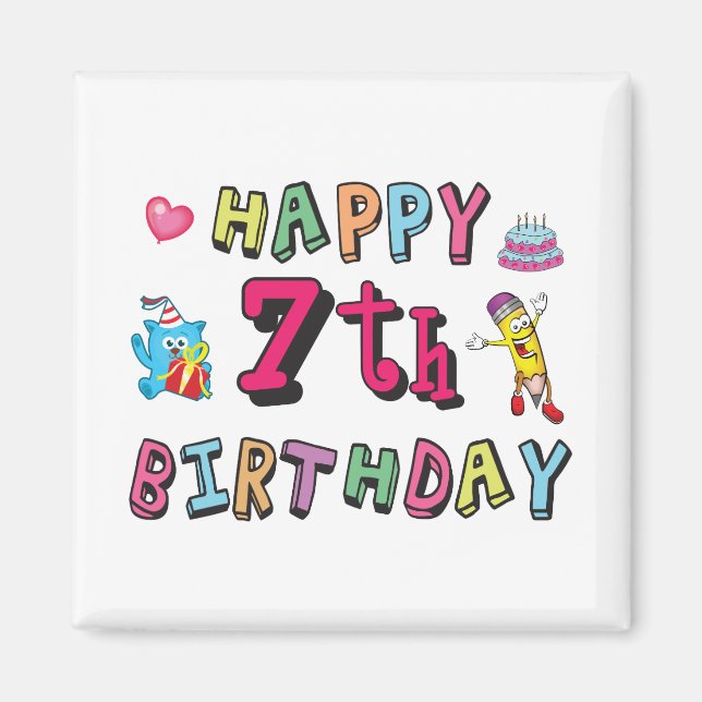 Imã Feliz aniversário de 7. 7 anos. (Frente)