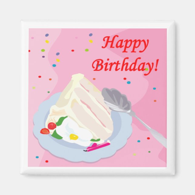 Imã Feliz Aniversário de Bolo (Frente)