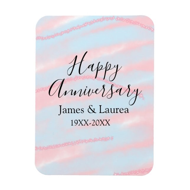 Ímã Feliz aniversário de casamento nome data ano paste (Vertical)