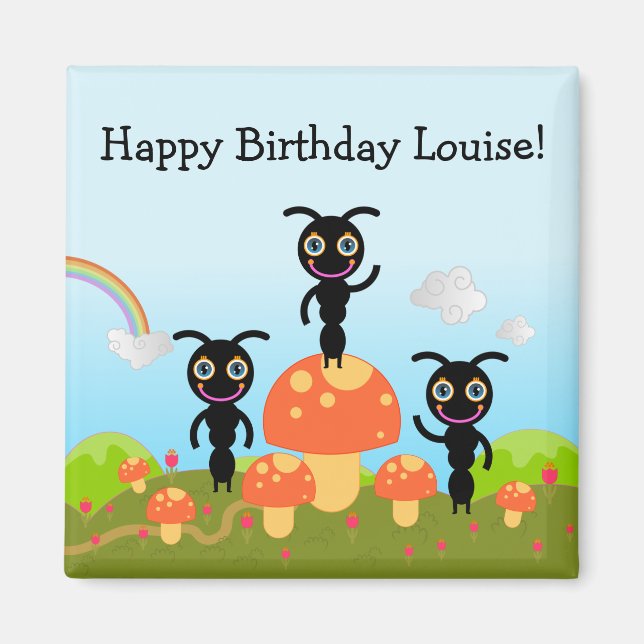 Imã Feliz aniversário diz as formigas (Frente)