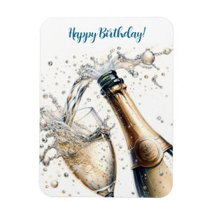 Ímã Feliz Aniversário do Bubble champagne