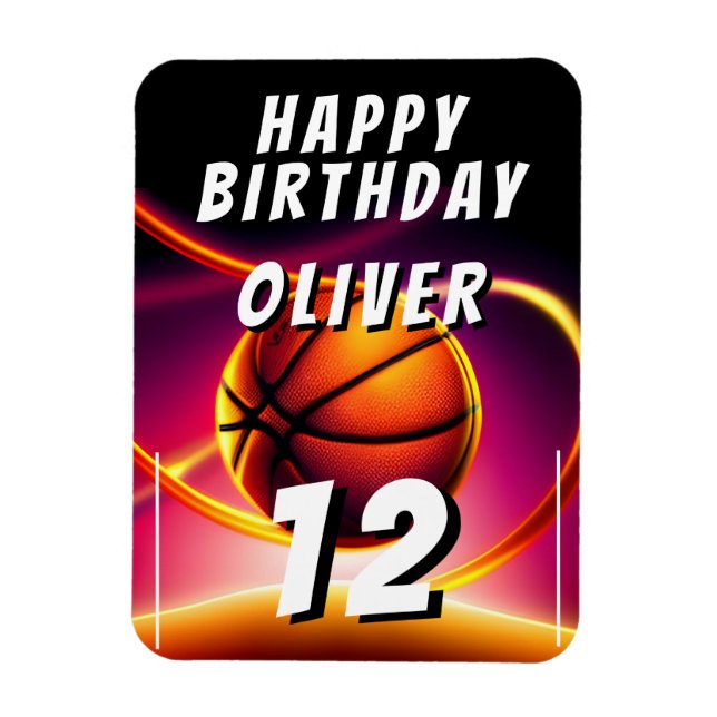 Ímã Feliz Aniversário do Esporte de Bola de Basquete (Vertical)