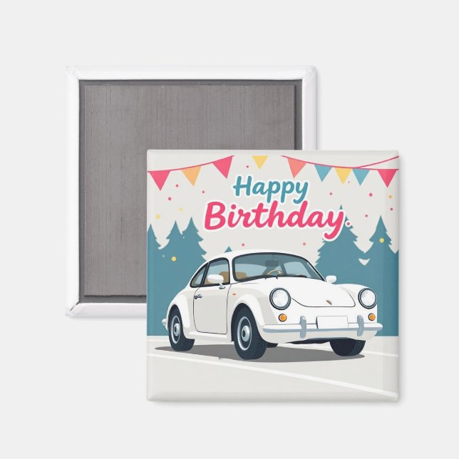 Imã Feliz Aniversário do Movimento Auto (Front/Back)