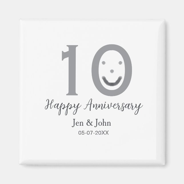 Imã Feliz aniversário do nome data cinza ousada emoji (Frente)